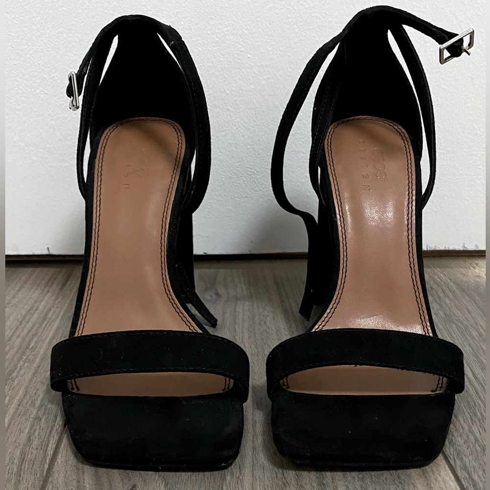 ASOS black strappy heels, square toe UK SIZE